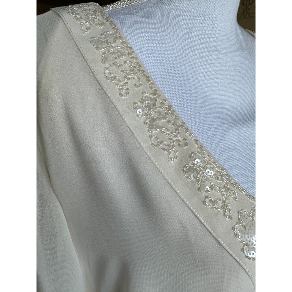 Badgley Miechka American Glamour Blouse Top Size XL Beaded Sequin Sheer Overlay - Picture 3 of 13